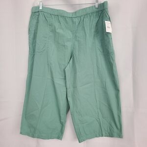 Fresh Produce Sz 3X Green Beachcomber Pull On Wide Leg Lightweight Capri Pant